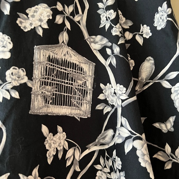 Talbots Black/Grey/White Bird Cages/Floral/Branches Print A-Line Skirt - Picture 5 of 14